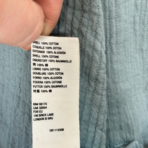 FREE PEOPLE Rowan Double Breasted Gauze Oversized Blazer Sage Blue Sz M {P28} - Picture 10 of 10